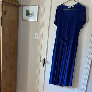 Vermont Country Store Royal Blue‎ Gauzy Midi Dress